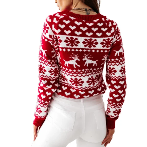 New Winter Christmas Women Sweaters Pullover Tops Casual Long Sleeve Print Knitted Sweater Women Clothes - Image 5