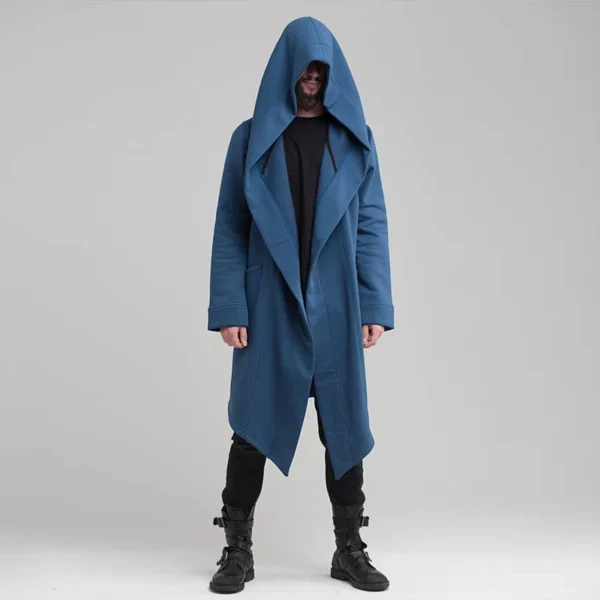 Men's Hooded Cardigan Trench Coat Streetwear Solid Color Hooded Windbreaker with Hood Autumn/Winter Jackets Men Trench Coat 2023 - Image 3