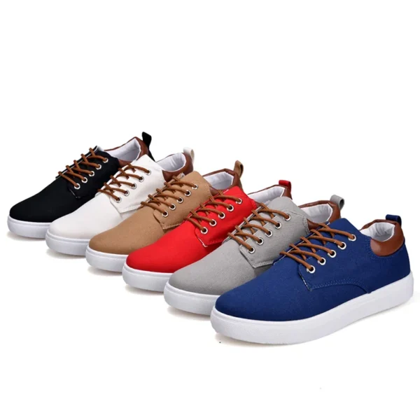 Brand Breathable Male Canvas Sneakers for Men Big Size 46 47 48 Cozy Man Walk Flat Trainers White Black Gray Blue Red Sneakers - Image 5
