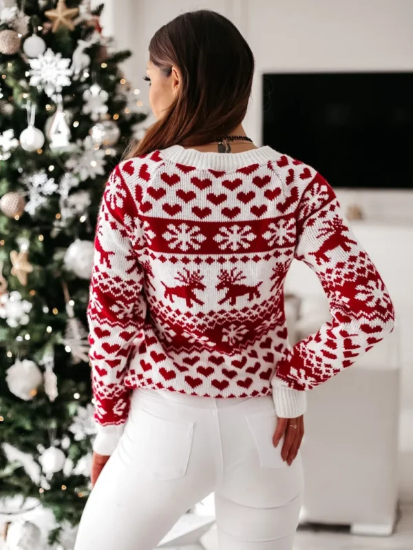 New Winter Christmas Women Sweaters Pullover Tops Casual Long Sleeve Print Knitted Sweater Women Clothes - Image 2