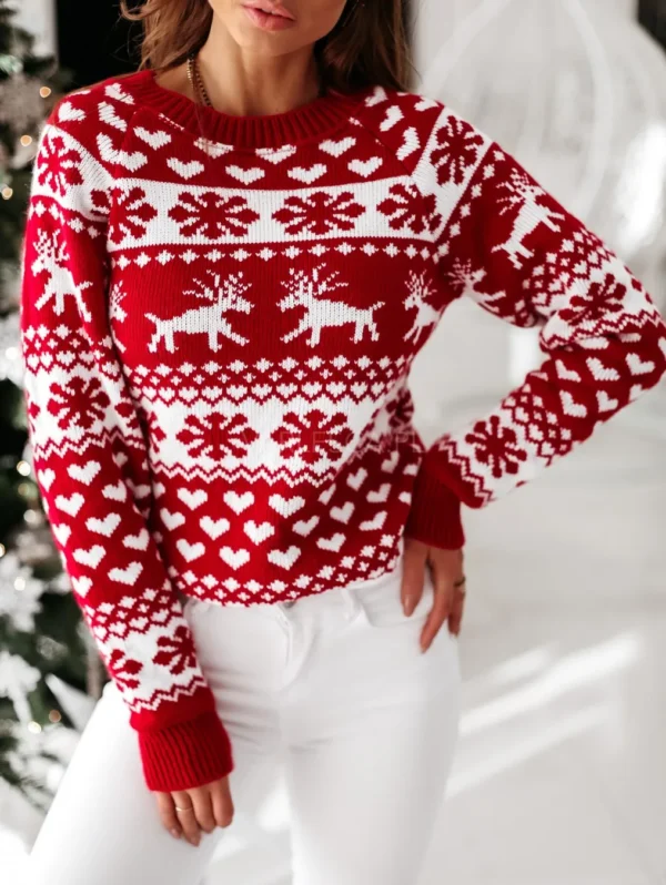 New Winter Christmas Women Sweaters Pullover Tops Casual Long Sleeve Print Knitted Sweater Women Clothes - Image 4