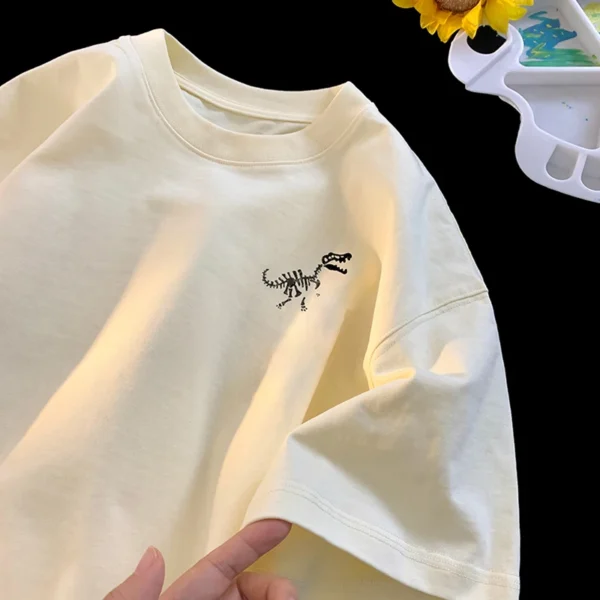 Hip Hop Streetwear T Shirt Trendy cartoon dinosaur pattern Print Tshirt Summer Mens Short Sleeve Cotton Oversized T-Shirt - Image 5