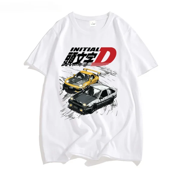 Men Summer Cool Short Sleeves Tshirt Casual Homme T Shirt AE86 Japan Anime Initial D T-shirt Racing Drift Car Graphic Cotton Tee - Image 2