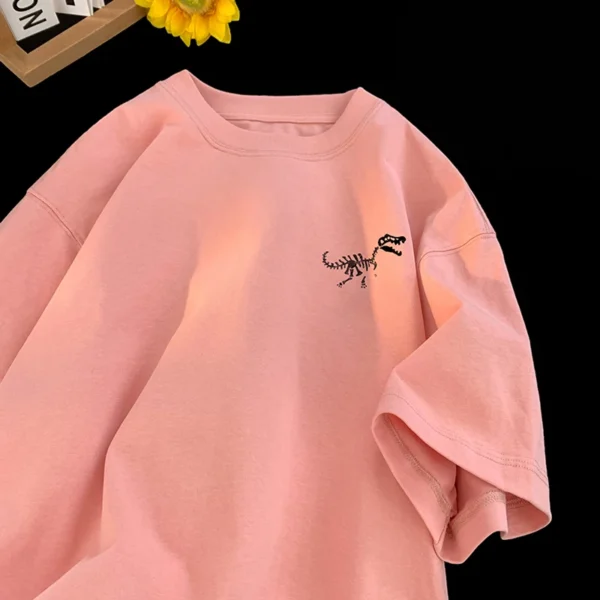 Hip Hop Streetwear T Shirt Trendy cartoon dinosaur pattern Print Tshirt Summer Mens Short Sleeve Cotton Oversized T-Shirt - Image 2