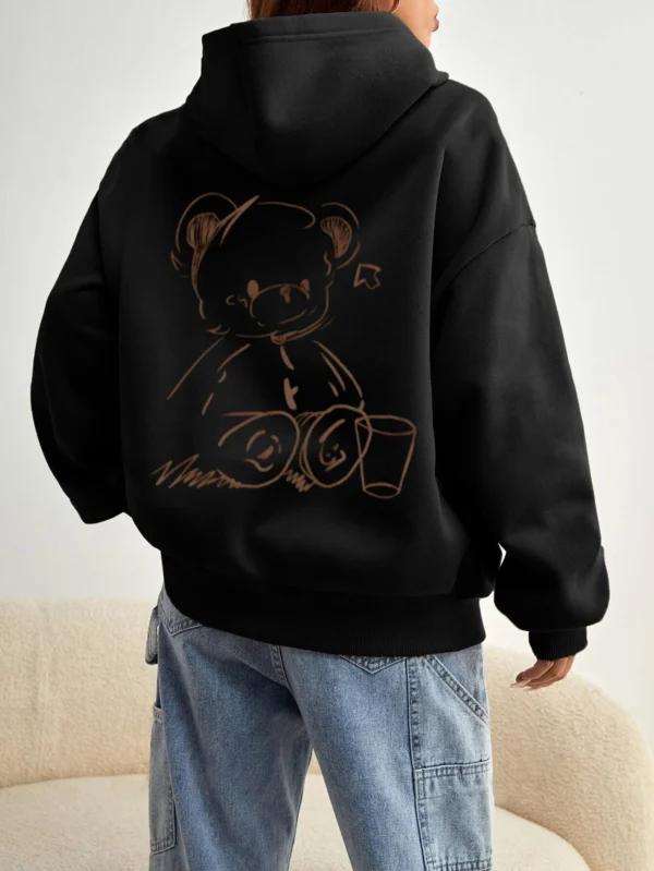 Five pointed star back print women's loose fitting hoodie fleece autumn/winter sweatshirts fashion versatile women's clothing - Image 4