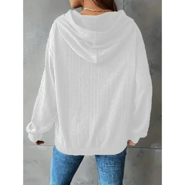 Plus Size 1XL-5XL Fashion Autumn Women's Casual Sweatshirt Solid Textured Long Sleeve Solid Color Hoodie - Image 6