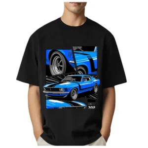 M-Mustang Drift Car Racing T Shirt Men New Kawaii Vintage Anime Print Funny Summer Casual Printed Short Sleeve Tshirts Male Tops