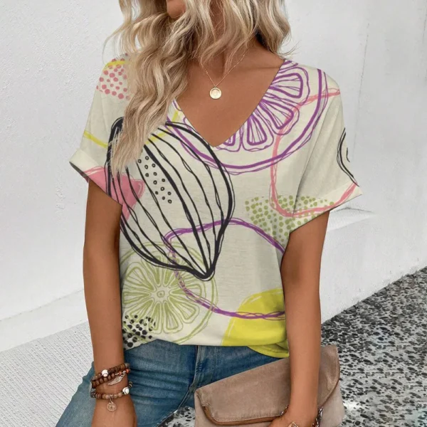 Summer Funny Fruit 3D Print T-shirt Women Streetwear Casual T Shirts Y2k Tops Woman Harajuku V-Neck Tees Oversized Clothing - Image 6