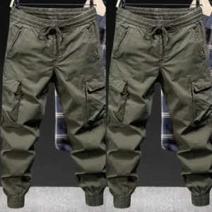 Elastic Waistband Pants Streetwear Pants Men's Drawstring Cargo Pants with Elastic Waist Multi Pockets Ankle-banded for Daily