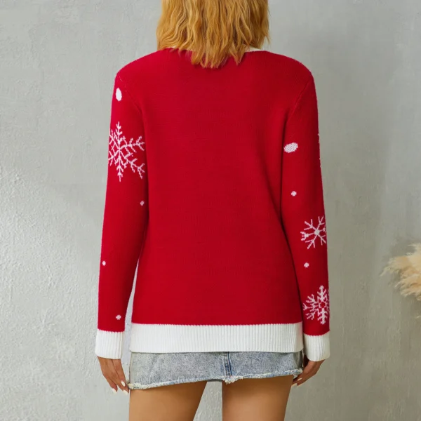 Adults Christmas Sweater Snowflake Elk Print Crew Neck Long Sleeve Knitwear Winter Pullovers for Women Men S/M/L/XL/XXL/XXXL - Image 2