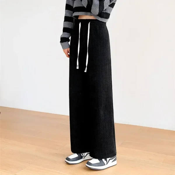Pants 2023 Autumn/Winter New Jacquard Chenille Velvet Wide Legged Pants Women's High Waist Straight Tube Casual 바지