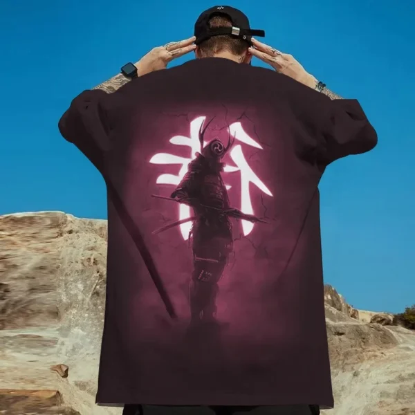 3D Japanese Samurai Demon Mask Print T-Shirts For Men Summer Casual Street Trend Top Loose Oversized Short Sleeve O-Neck T Shirt - Image 3