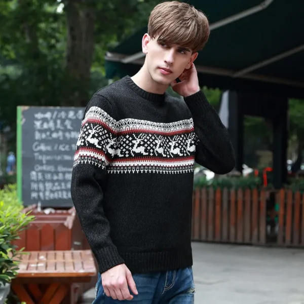 Winter Men's Wool Pullover Christmas Sweater Multicolor Cowl Neck Sweater Men Clothing Cashmere Sweaters Pull Homme AF7721 - Image 4