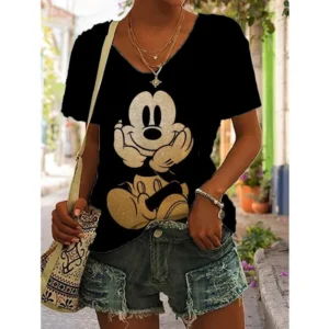 2024 Disney Mickey Mouse Minnie Mouse Women's T-shirts 3D Print Short Sleeve Summer T-Shirt for Women Tops Tees Female Clothing
