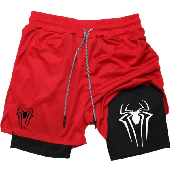 Y2K Performance Shorts Men Spider Printed GYM Casual Sports Compression Shorts Workout Running Mesh 2 In 1 Sport Short Pants - Image 3