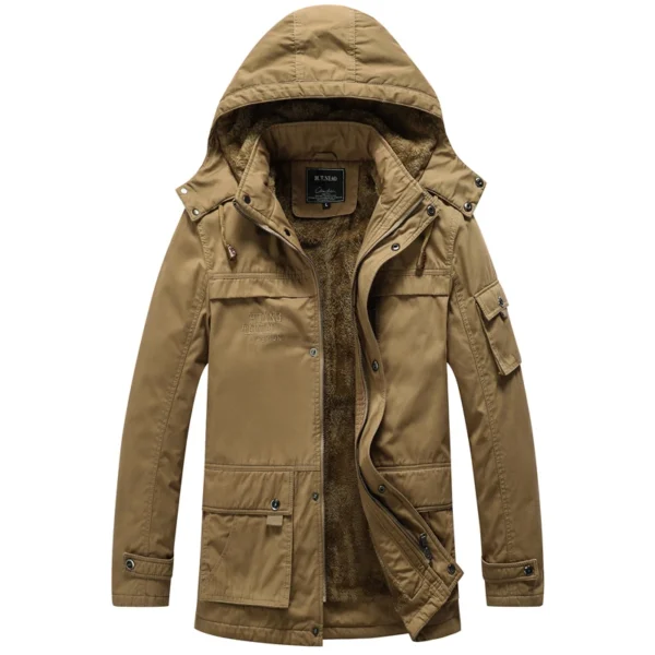 TRAF 2024 Winter New Wash Jacket Padded Jacket With Wool Thickened Warm And Cold Men's Long Hooded Padded Jacket Men - Image 3