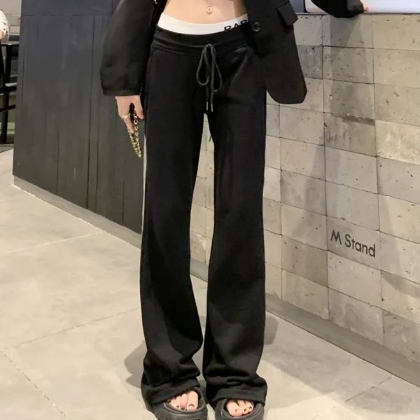 Korean Micro Flare Pants Women Draping Slim High-Waisted Streetwear Solid Harajuku Y2K Sweatpants Fashion Loose Casual Trousers - Image 5