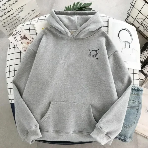 Trend Women's Hoodie Pullover Sweatshirt Fall Cotton Hoodie Men's Saturn Print Winter Plus Size Clothing Sweater Women's Top - Image 3
