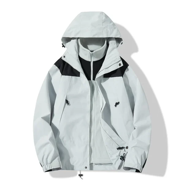 3-in-1 Outdoor Waterproof Cardigan Thick Coat Autumn Winter Raincoats Camping HikingWindbreaker Men Women 2pcs Set Hooded Jacket - Image 5
