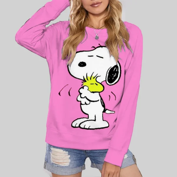 Women Sweat-shirt Snoopy print Pullover Hooded Fashion Casual Outerwears Hoodies Kawaii Funny Cartoon Lover Sweatshirt - Image 3