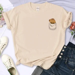 Capybara T Shirt Women Streetwear Comic Manga Top Japanese Clothes Women's T-shirt Fashion Casual Summer Top 2024 New Harajuku