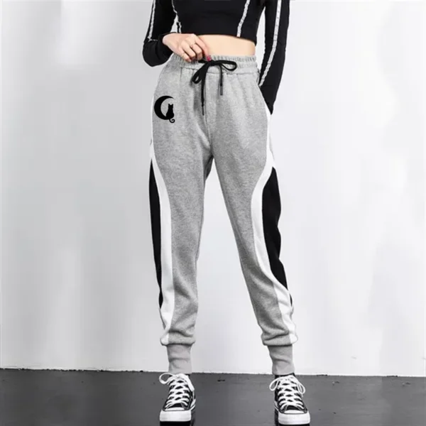 Ladies' Casual Sweatpants Black and Gray Color Blocking Fashion Design Moon Print Casual PantsSports Jogging Pants Women Clothes - Image 4