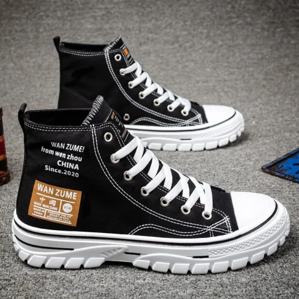 Men's Canvas Shoes High Top Male Sneaker Lace Up Casual Breathable Flat Ankle Boots Comfortable Sport for Men official-website44 - Image 2