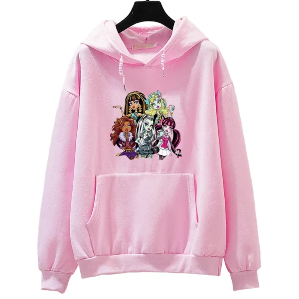 M-Monster High Girls Hoodies Women Casual Manga Graphic Sweatshirts Long Sleeve Aesthetic Kawaii Printing Hoody Female Plussize - Image 5