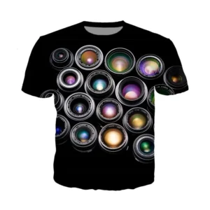 Fashion Slr Cameras Pattern T-Shirt Summer Casual Short Sleeve O Neck 3D Printed T Shirt Mens Street Trend Oversized Tees Tops