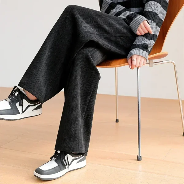 Pants 2023 Autumn/Winter New Jacquard Chenille Velvet Wide Legged Pants Women's High Waist Straight Tube Casual 바지 - Image 4