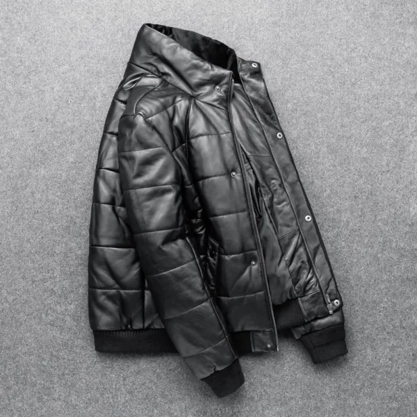 Sheepskin Jacket Top Layer Down Cotton Winter Warm Coat Stand Collar Real Leather Men's Slim And Thickened Clothing - Image 4