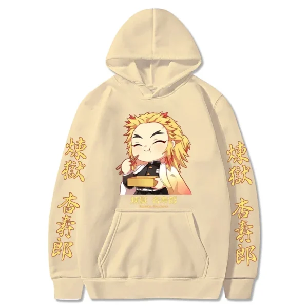 Japan Anime Demon Slayer Kawaii Rengoku Kyoujurou Graphic Print Men Women Autumn Winter Harajuku Sweatshirt Plus Size Hoodie - Image 3