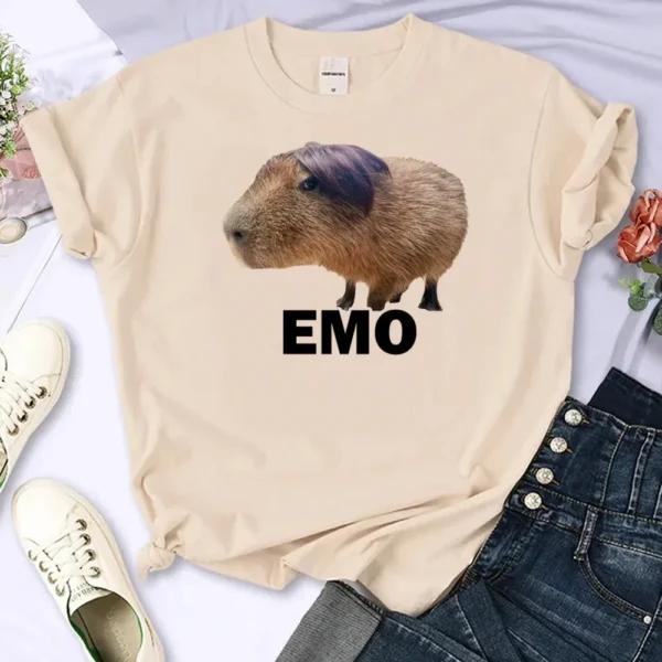Capybara T Shirt Women Streetwear Comic Manga Top Japanese Clothes Women's T-shirt Fashion Casual Summer Top 2024 New Harajuku - Image 2