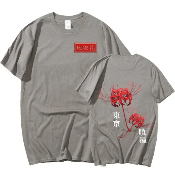Japanese Anime Tokyo Ghoul Spider Lily T-shirt Oversized Streetwear Couples Tees Men Women Cool Kanekiken Graphic Print T-shirts - Image 4