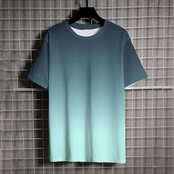 Casual Crew Neck Men's T-shirts Black and White Gradient Print Men's Short Sleeve Tee Tops Oversized T-shirt Tshirt Clothing Man - Image 4