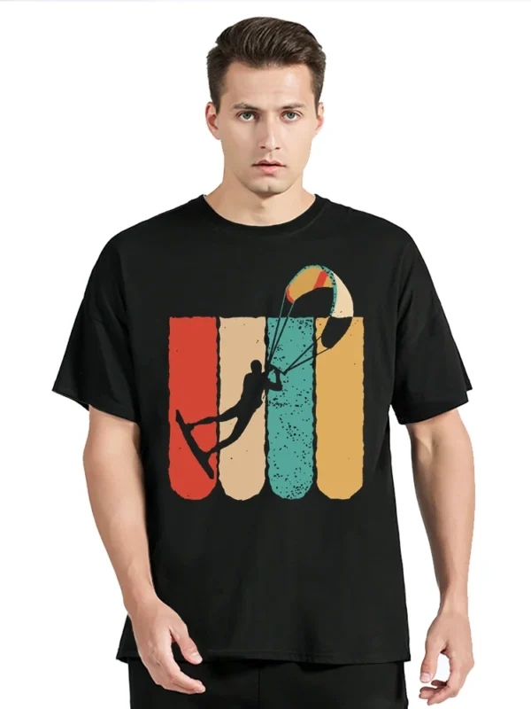 Kite Surfing T-shirt Vintage Retro Kite Surfer Tshirt Fashion Unisex Tops Cotton Tees New Summer Streetwear Casual T Shirt