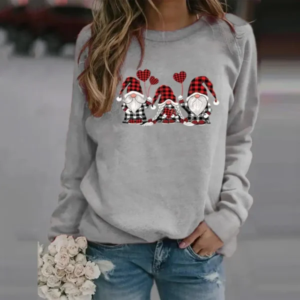 Classic Sweatshirt Jumper Lightweight Women Sweatshirt Stretchy Cozy Christmas Print Pullover Sweatshirt - Image 4