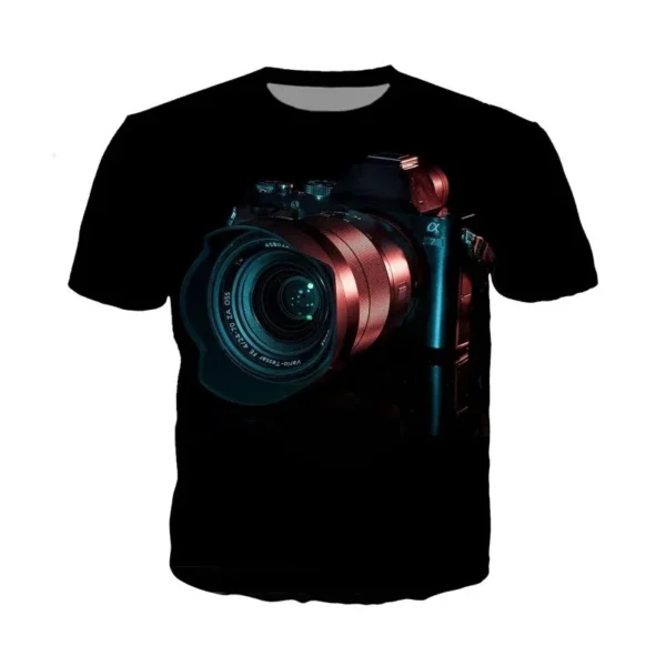 Fashion Slr Cameras Pattern T-Shirt Summer Casual Short Sleeve O Neck 3D Printed T Shirt Mens Street Trend Oversized Tees Tops - Image 3