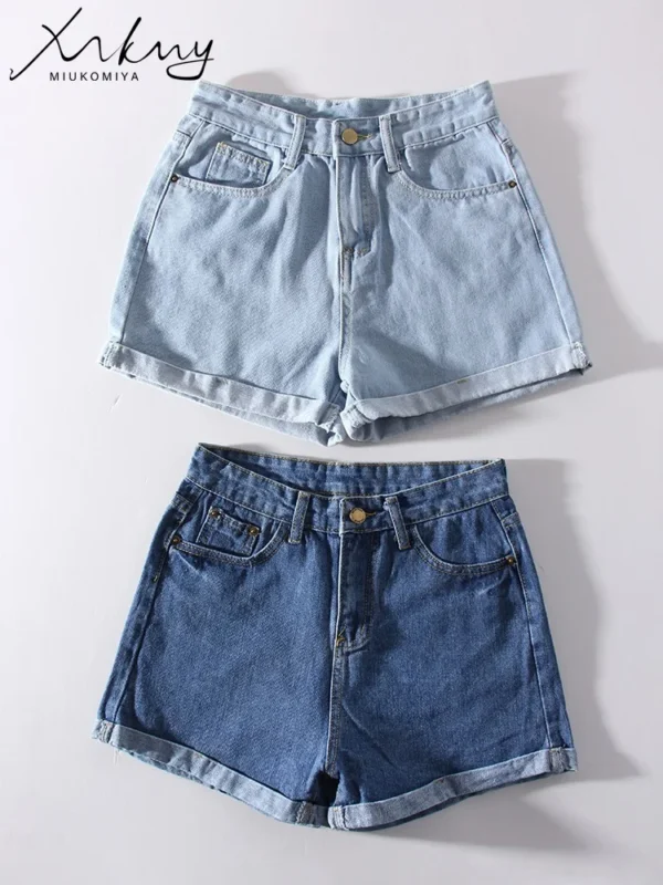 Summer Shorts For Women Casual Denim 2024 Solid Blue Short Jean Shorts Women Sexy Straight Women's Denim Shorts High Waisted - Image 4