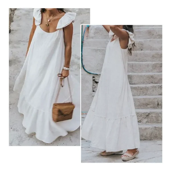 Women Oversized Sleeveless Ruffles Maxi Dress Summer Casual Sexy Loose Long Dress Fashion Harajuku Beach Summer Sundress - Image 4