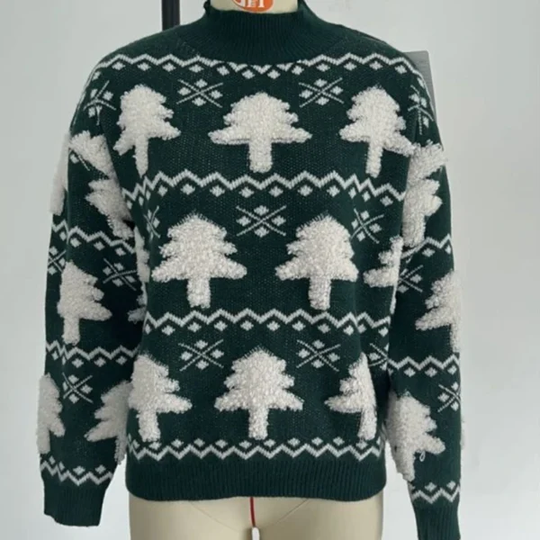 Winter 2024 Women Knitted Sweater 3D Santa Tree Print Warm Thick Jumpers Christmas Sweaters Long Sleeve Pullover Tops Xmas Look - Image 5