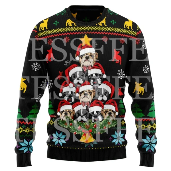 Halloween Dog Cat Bear Cotton Christmas Knitted Ugly Sweater Vintage Winter Pullover Retro Long Sleeve 3DPrint Casual Harajuku H - Image 2