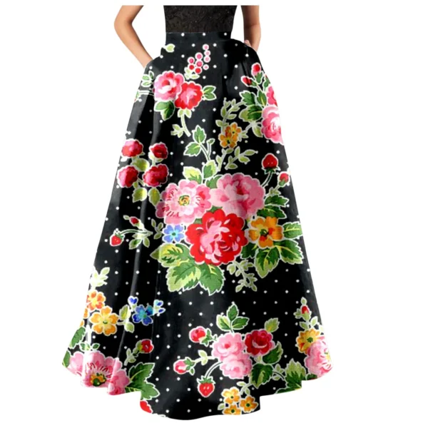 Women'S Elegant Dresses Outfits Women Bohemian Floral Print Maxi Skirt High Waist Pocket Party Beach Long Skirt Ropa Para Mujer - Image 5