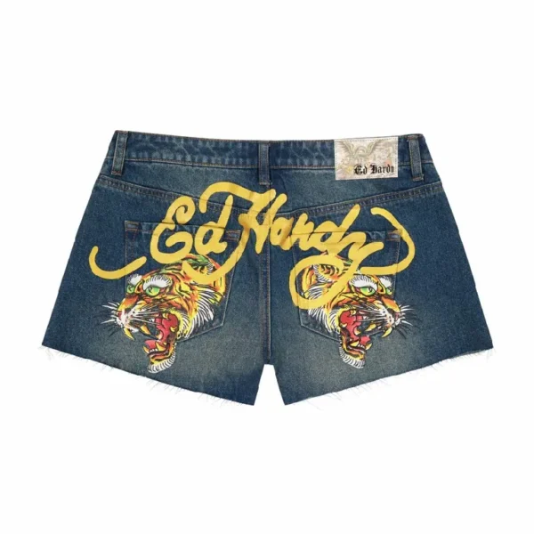 Harajuku Womens Shorts Y2K Shorts Gothic Hip Hop Letter Print Retro Blue Denim Short Shorts High Waist Slim Mini Short Skirt - Image 2