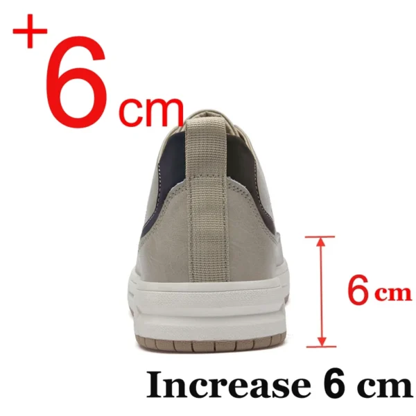 New Men Sneakers Elevator Shoes Comfortable Leather Heightening Shoes For Men Insole 6cm Heels Casual Lift Height Shoes Man - Image 2