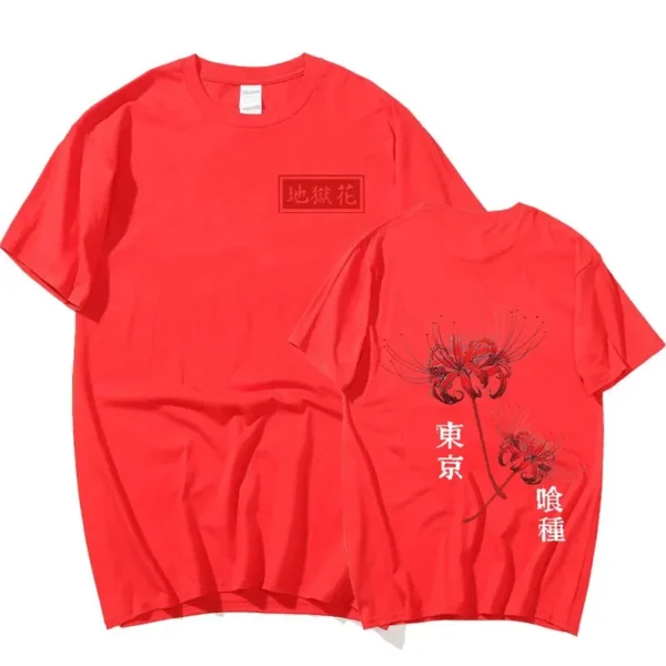 Japanese Anime Tokyo Ghoul Spider Lily T-shirt Oversized Streetwear Couples Tees Men Women Cool Kanekiken Graphic Print T-shirts - Image 2