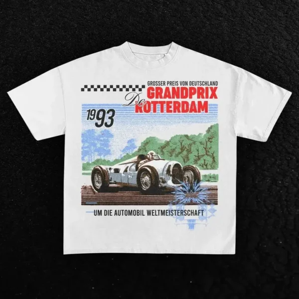 Y2K Retro T Shirt Racing Car Printed Pattern Streetwear Men 90S Poster Design Trendy Harajuku Casual Oversized Short Sleeve Tops - Image 6