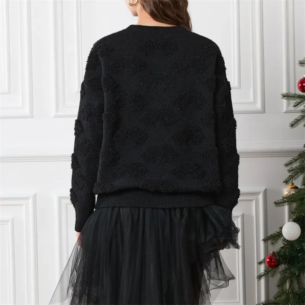 Lamuusaa Christmas Sweaters Women Cute Bow Decor Round Neck Long Sleeve Pullover Knitted Tops Fall Winter Clothes Streetwear - Image 6