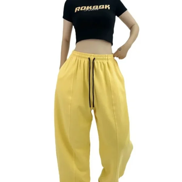 2024 New Spring and Autumn Korean Edition Fashion and Casual Wide Leg High Waist Printed Lace Up Letter Women's Trousers Pants - Image 6
