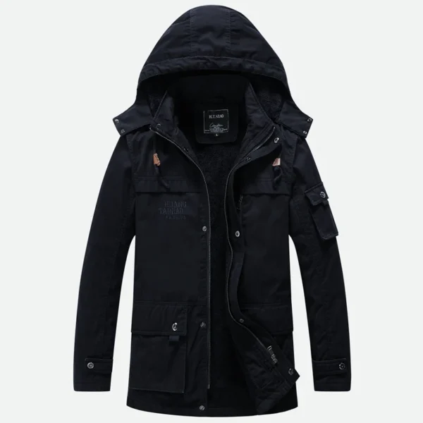 TRAF 2024 Winter New Wash Jacket Padded Jacket With Wool Thickened Warm And Cold Men's Long Hooded Padded Jacket Men - Image 2